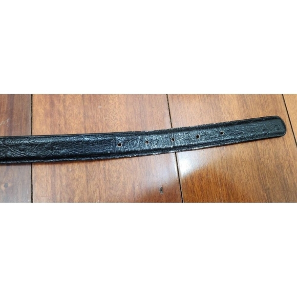 Genuine Full Quill Ostrich Black Leather Belt - Picture 5 of 15